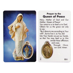 Carte médaille de la Vierge de Medjugorje prière
