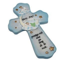 Croix chambre d'enfant avec citation protection et joli petit ange