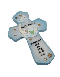 Croix chambre d'enfant avec citation protection et joli petit ange