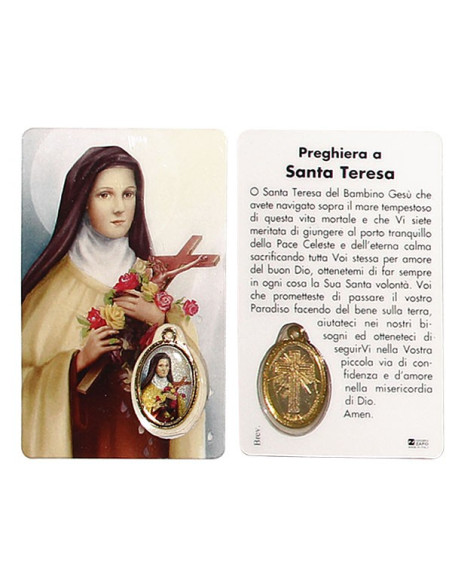 Carte médaille de Sainte Thérèse prière