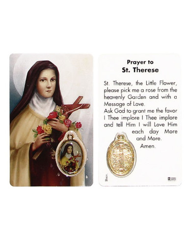 Carte médaille de Sainte Thérèse prière