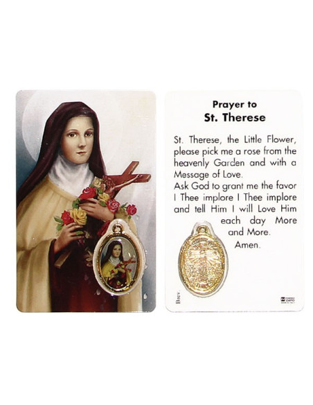 Medal card of Saint Teresa of Lisieux - prayer