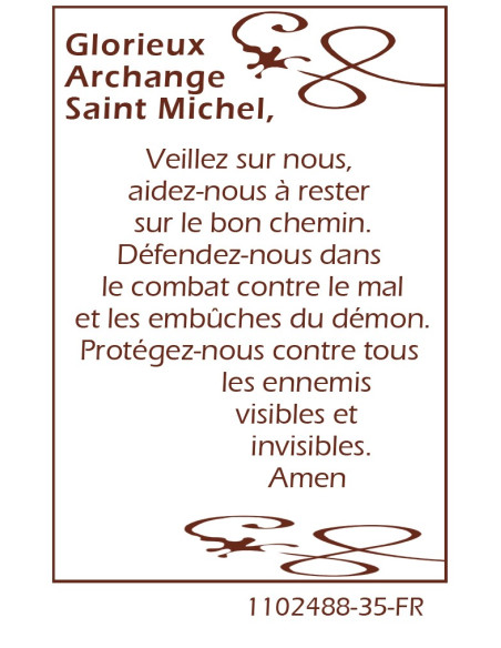 Medal card to Saint Michael the Archangel - prayer