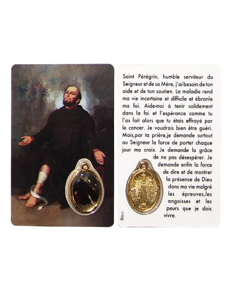 Carte médaille à Saint Pérégrin - prière