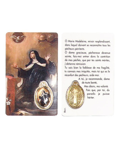 Carte médaille à Sainte Marie madeleine - prière