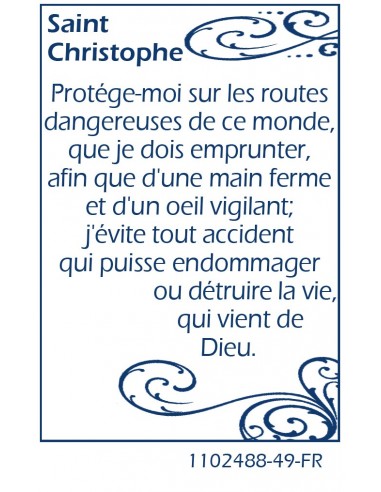 Medaglia a San Cristoforo - preghiera