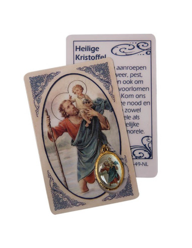 Medaillekaart voor de heilige Christoffel - gebed