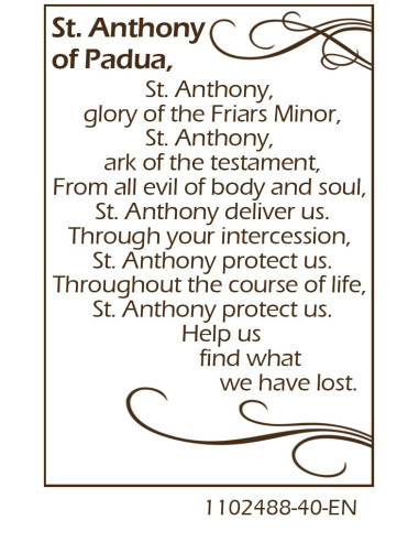 Medal card to Saint Anthony - prayer