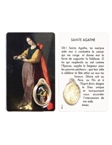 Carte médaille à Sainte Agathe - prière