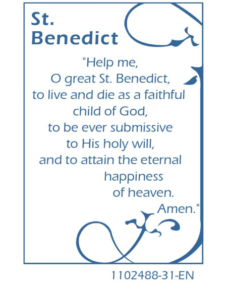 Medal card to St. Benedict - prayer