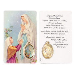 Medal card to Our Lady of Lourdes - prayer
