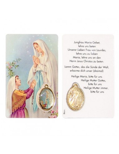 Carte médaille à Notre dame de Lourdes - prière