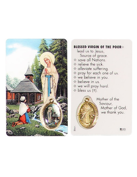 Medal card of the apparition of Banneux N.D - prayer