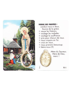 Medal card of the apparition of Banneux N.D - prayer
