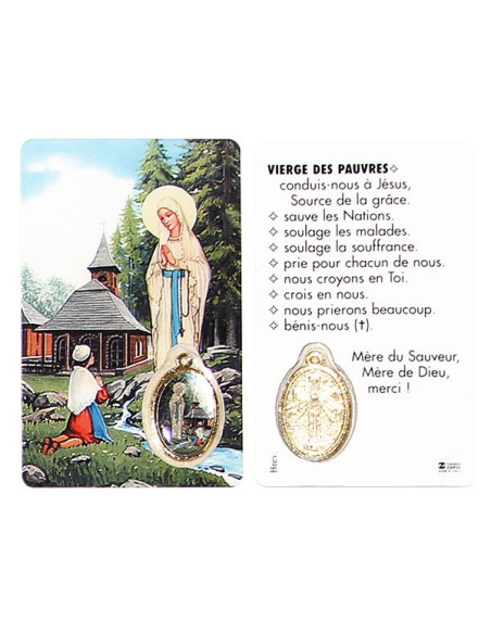 Carte médaille de l'apparition de Banneux N.D - prière
