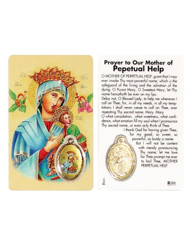 Medal card of Our Lady of Perpetual Help - prayer