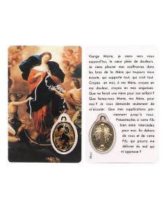 Tarjeta de medalla de María Deshaciendo Nudos - oración
