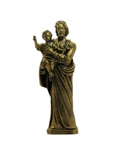 Statue Saint Joseph en poudre de Marbre couleur bronze 22 cm