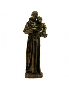 Statua in polvere di marmo di Sant'Antonio di colore bronzo e polvere di marmo 22 cm