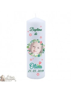 Bougie de baptême personnalisée avec photo