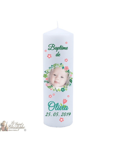 Candela battesimo personalizzato con foto