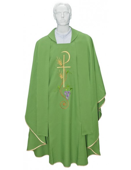 Chasuble pour prêtre avec étole brodée Pax et raisins modèle