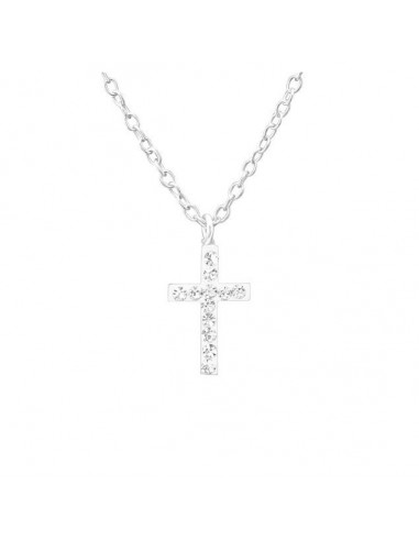 Audaz riñones Ventilar Collar cruz de cristales naturales - Plata 925