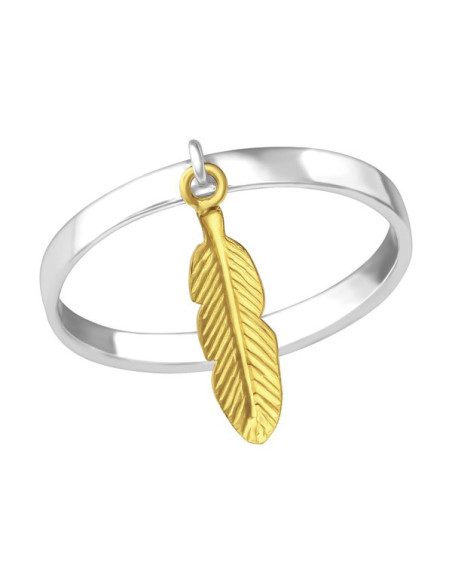 Anillo de plata y plumín bañado en oro