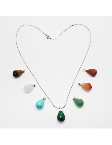 Ketting met 7 gezondheidsstenen, chakra's - kleine druppels