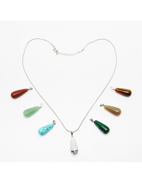 Ketting met 7 gezondheidsstenen, chakra's - lange druppels