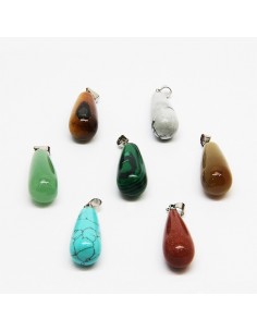 Collier avec 7 pierres de santé, chakras - longues gouttes