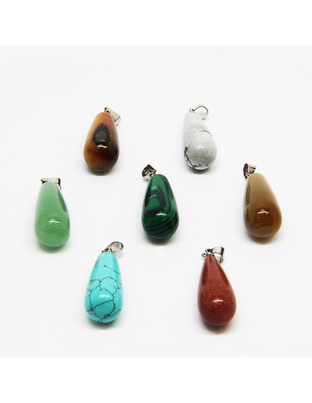 Necklace with 7 health stones, chakras - long drops