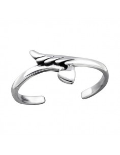 Anillo en forma de ala de ángel y dedo del pie corazón - Plata 925