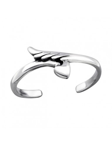 Anello con ala d'angelo e punta del cuore - Argento 925