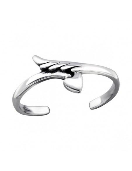 Anello con ala d'angelo e punta del cuore - Argento 925