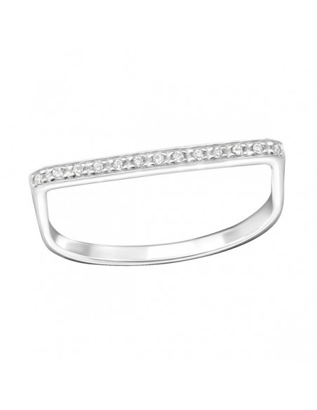 Zirconia straight bar ring - Silver 925
