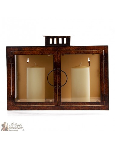 Wrought iron wall lantern rust color - 2 Candles