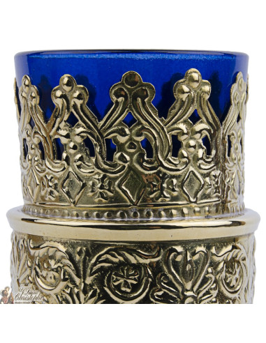 Blue Greek lamp with gold plated metal base