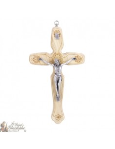 Cross of St. Benedict in natural wood - 12 x 21 cm