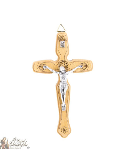 Cruz de San Benito en madera natural - 13 cm