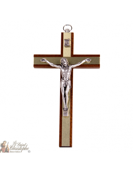Croix en bois avec plaques dorées