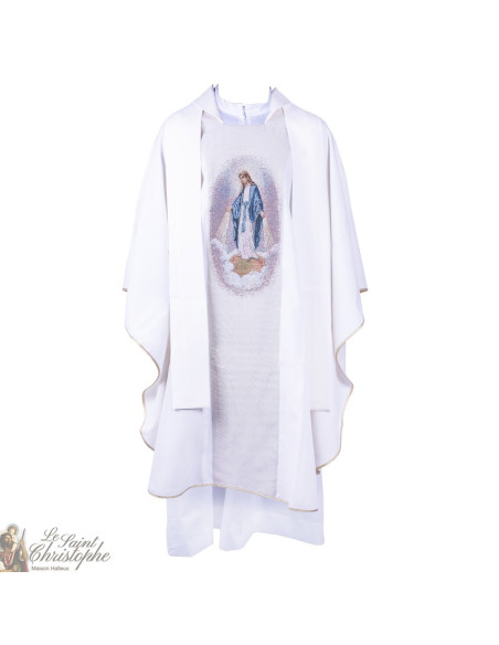 Chasuble pour prêtre avec étole Scapulaire Vierge Miraculeuse Tapisserie