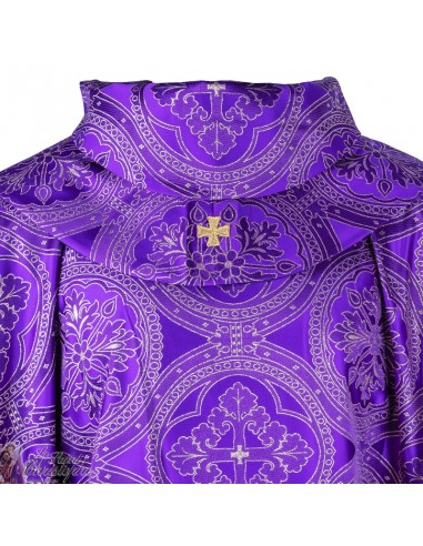 Chasuble with purple stole embroidered gold thread