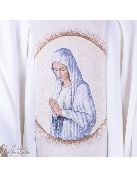 Scapulaire en tapisserie de la Vierge des Pauvres de Banneux ND