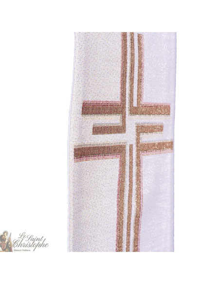 Étole prêtre brodée croix en gobelin - couleur crème