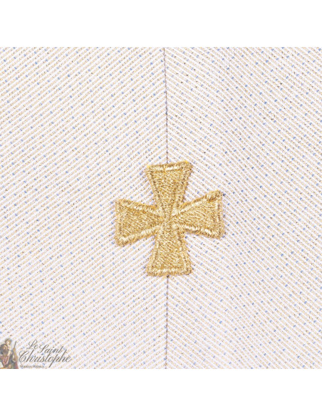 Priest stole embroidered cross in goblin - cream color