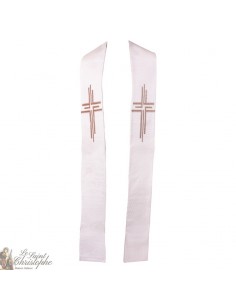 Sacerdote estola cruz bordada en duende - color crema