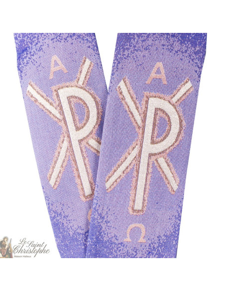 Stole priest embroidered cross in purple goblin