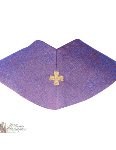 Étole prêtre brodée croix en gobelin mauve