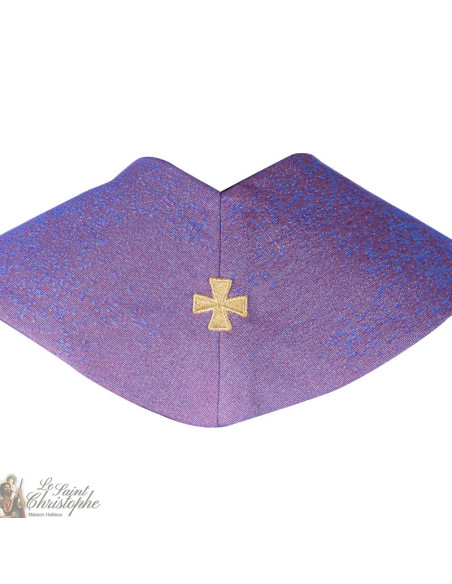 Étole prêtre brodée croix en gobelin mauve